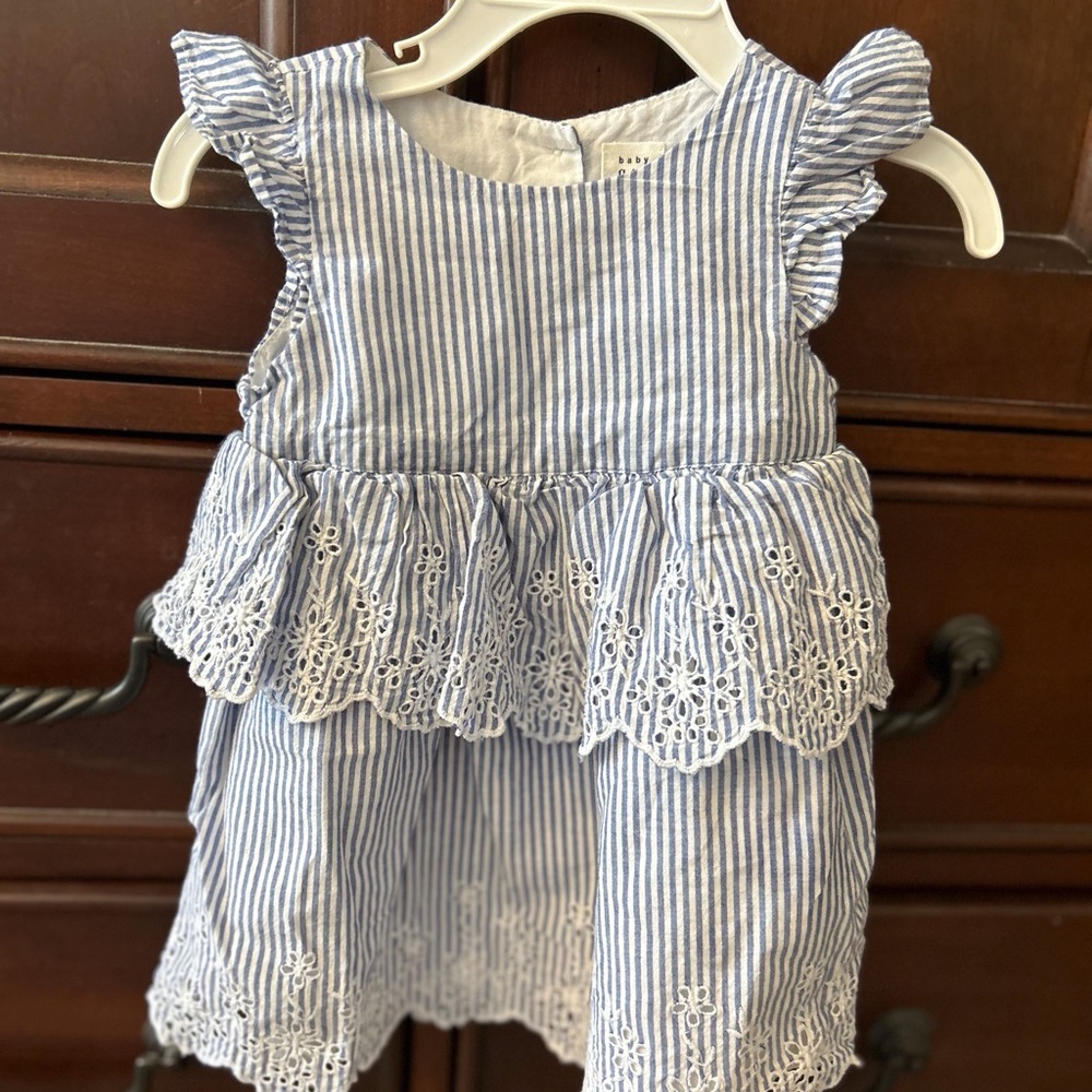 GAP Baby Blue and White Striped Dress